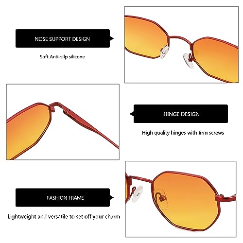 ZENOTTIC Small Octagonal Polarized Sunglasses for Women Men Hippie Metal Frame Retro Rectangle Sun Glasses