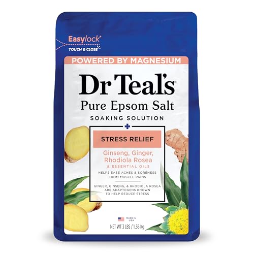 Dr Teal's Pure Epsom Magnesium Salt Soak, Stress Relief with Essential Oils, 3lbs