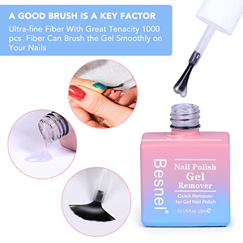 Gel Nail Polish Remover 5 Pack Professional Gel Polish Remover Non-Irritating Quick Easy,Nail Polish Gel Remover Tools Kit Nail File Cuticle Pusher Nail File Grit, No Need For Foil Soaking Or Wrapping