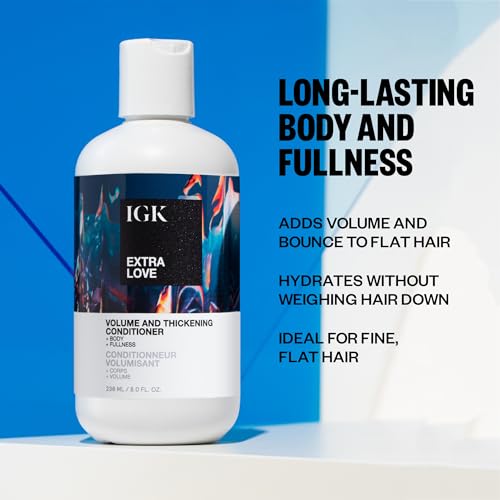 IGK EXTRA LOVE Volume & Thickening Conditioner | Lightweight + Supports Scalp + Balance Oil | Vegan + Cruelty Free |