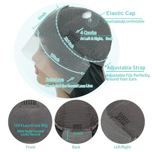 20Inch Deep Wave Lace Front Wigs Human Hair-13x4 HD Transparent Deep Wave Frontal Wigs Human Hair Glueless Curly Wigs for Women 200% Density Curly Lace Front Human Hair Pre Plucked with Baby Hair