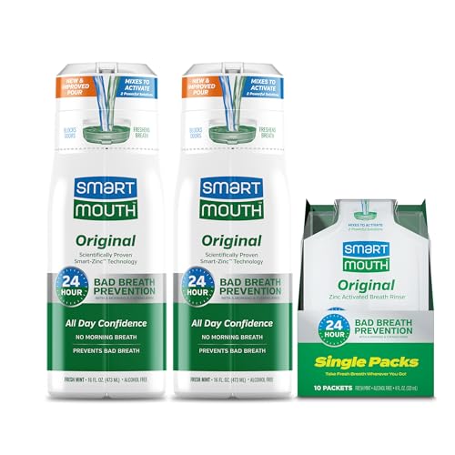 SmartMouth Original Activated 2-Pack Mouthwash & Single Packs, Travel Mouthwash, Fresh Mint