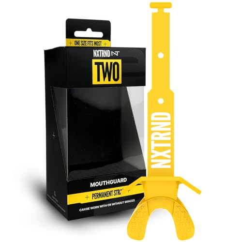 Nxtrnd Two Football Mouth Guard, Football Mouthpiece with Strap, Fits Adult & Youth (Yellow)