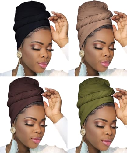 Ftoronaly Head Wraps for Black Women Hijab Scarves Large Muslim Headwraps Stretch Hair Wraps Headband Dark Blue