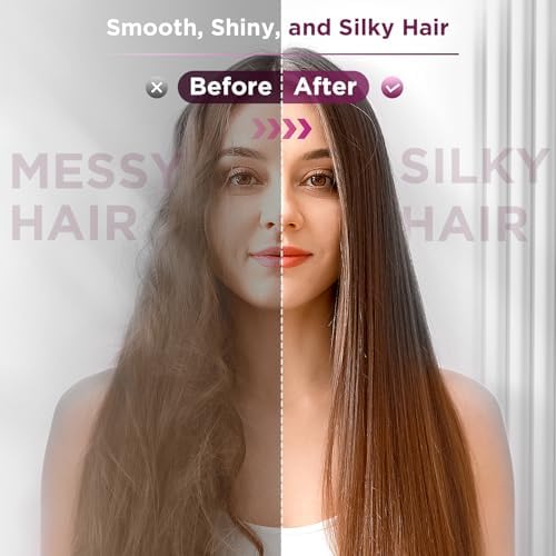 30s Fast Heating Hair Straightener Brush - Ionic Anti-Frizz, Anti-Scald, Auto Temp Lock & Auto-Off, Worldwide Voltage, Black