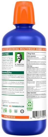 TheraBreath Healthy Gums Mouthwash, Clean Mint, Antigingivitis, 1 Liter (33.8 fl oz) + Travel Size, 3 fl oz