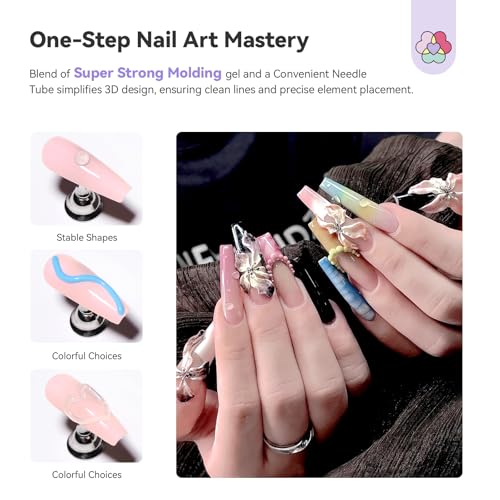 SAVILAND SSPro X 3D Nail Gel Set: 12 Colors Super Strong Molding No Wipe 3D Sculpting Gel for Nail Art Design Carving Painting 3D Nail Art Sculpture Spring Summer Manicure Set for Home Nail Salons DIY