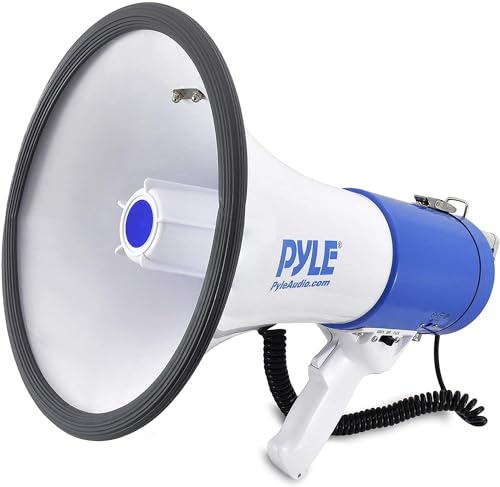 PYLE Portable Megaphone Speaker PA Bullhorn - Built-in Siren & Megaphone Speaker PA Bullhorn - 20 Watts & Adjustable Vol Control