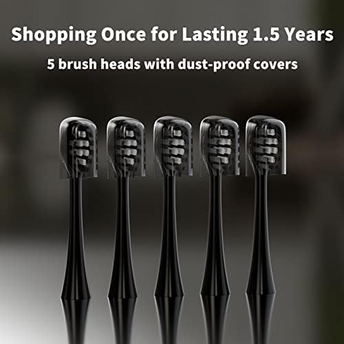 Replacement Toothbrush Heads Compatible with Gleem Electric Toothbrush, W Shape Design Planted with Nylon Bristle Black 10 Pack (Black)