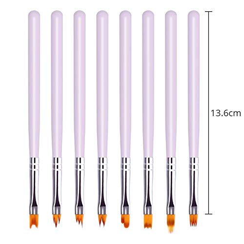 8 Pcs Nail Brush Pen Premium Upgrade Wood Handle, Gradient Painting Brush Set UV Gel Flower Drawing Pen Purple Wood Handle Manicure Nail Art Polish Pen Tool, Valentine's Day present (8 amazing nail brushes)