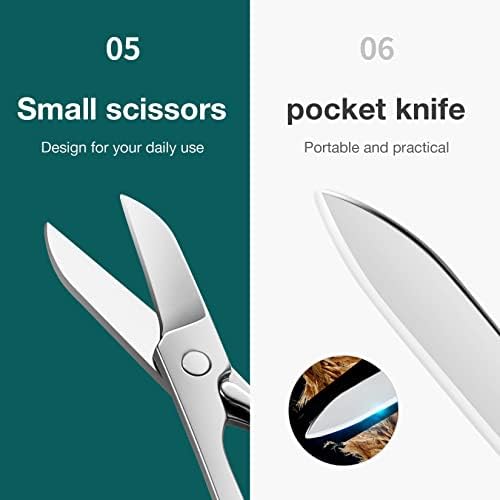 MR.GREEN Multifunctional Nail Clippers Stainless Steel Six Functions Nail Cutter Nail Files Small Knife Scissors (Small)