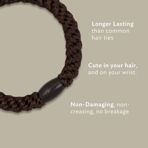 Black Hair Ties for Thick Hair, Grab & Go Pony Tube, 15 Pack, Black Pack, Thick No-Crease Bands with Strong Hold, Damage-Free Design, Sleek Everyday Style | L. Erickson