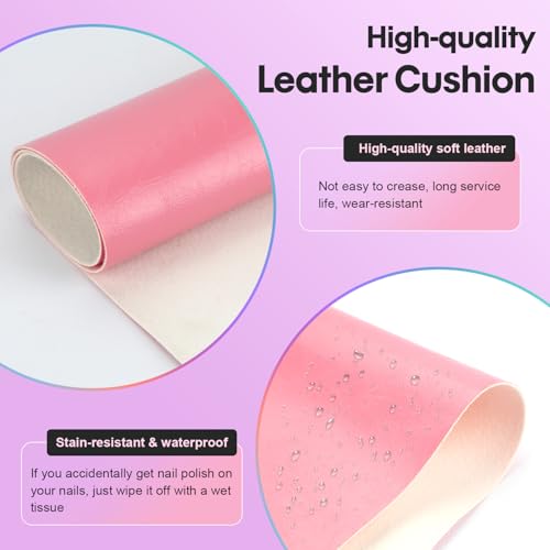 Arm Rest for Nails Tech with Table Mat for Salons and Home Manicures, Soft Microfiber Leather Nail Hand Rest for Relaxing Arms, Non-slip Height Hand Pillow Cushion Nail Salon Manicure (Pink)