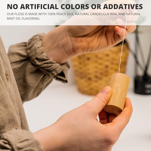 Biodegradable Silk Dental Floss Refill - Six Pack - Organic Natural Dental Floss, Refillable, Compostable Peace Silk Dental Floss Refills - 6 x 33 Yards - Eco-Friendly Mint Candelilla Wax