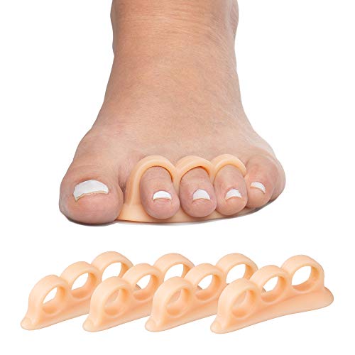 ZenToes Hammer Toe Corrector for Women & Men | Triple Loop Gel Toe Spacers & Separators | Realign Bent, Crooked, Curled, Claw, Hammertoes | Soft Support for Straightening | 4 Pack, Beige