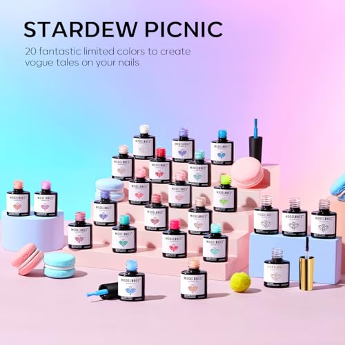 modelones 24Pcs Gel Nail Polish Set, 20 Colors Summer Neon Gel Polish Set Rainbow Colors with Glitter & Glossy & Matte Top + Base Coat Soak Off LED Nail Art Kit Salon at Home