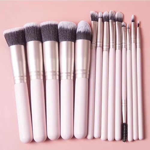 25Pcs Makeup Brush Sets with Wristbands and Headband, Including 14Pcs Makeup Brushes, 3Pcs Blender Sponge, 4Pcs Powder Puffs, Multi-functional Makeup Tool Set for Women and Girls (Pink)