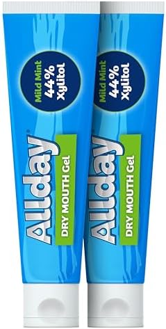 Allday Dry Mouth Treatment Gel - Maximum Strength Xylitol, Fast Acting, Non-Acidic (2 Tubes Inside One Box)