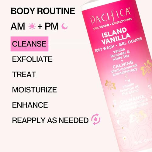 Pacifica Island Vanilla Body Care Set – Body Wash & Body Lotion Duo for Dry Skin, Nourishing Vanilla Bath Set, Moisturizing Sulfate-Free Cleanser and Hydrating Lotion, Vegan & Cruelty-Free