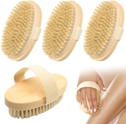 4 Pcs Dry Brushing Body Brush Exfoliating Body Brush Dry Brushing Body Brush for Lymphatic Drainage Back Circulation Improvement Dead Skin Remove Beauty Exfoliator
