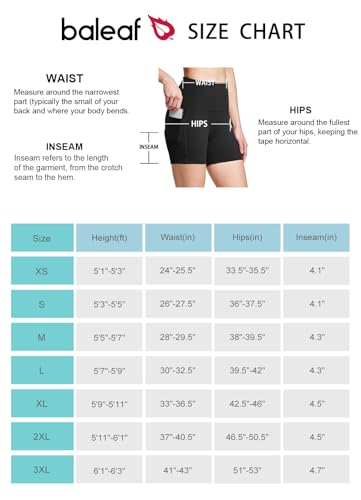 BALEAF Biker Shorts Women Yoga Gym Workout Spandex Running Volleyball Tummy Control Compression Shorts with Pockets Soft 5" Black XS