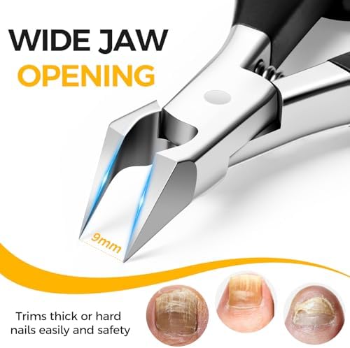 Ingrown Toenail Clippers for Seniors Thick Toenails, Straight Nail Clipper for Men, Heavy Duty Toe Nail Clippers for Thick Nails with Wide Jaw Opening, Professional Ingrown Toenail Removal Kit