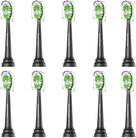 Aoremon Toothbrush Replacement Heads for Phillips Sonicare Replacement Brush Head Compatible with Most Philips Sonicare Click-on Electric Toothbrush, Black 10 Pcs