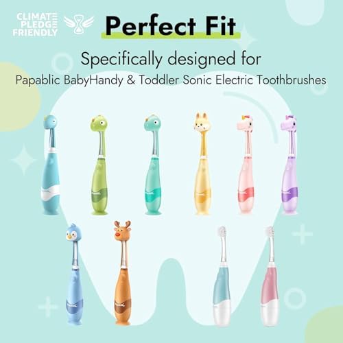 Papablic Replacement Toothbrush Heads - 4 Count | Compatible BabyHandy & Toddler Sonic Electric Toothbrushes (18-36 Months)