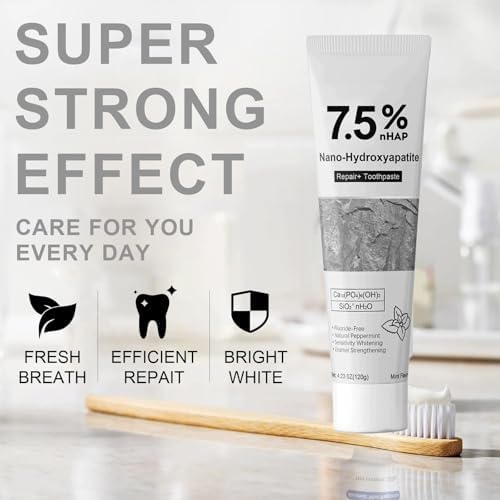 2pcs Hydroxyapatite Toothpaste, Hydroxyapatite Toothpaste 7.5 for Advanced Enamel Protection, Gentle and Effective Formula, Fresh Breath Fresh Mint Flavor (4.23oz)