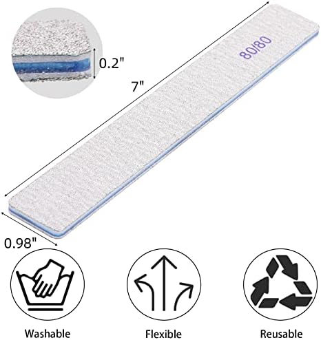 50pcs 80/80 Grit Nail Files Acrylic Nails Emery Boards File Professional Nail Art Tools for Home,Salon,Strong,Double Sided