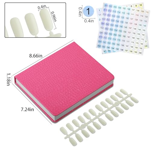 120 Colors Nail Swatches Book with 240 Nail Tips and Number Labels Leather Nail Gel Polish Display Book Nail Painting Practice Design Board No Need Pasting, No Need Glue