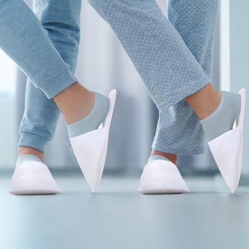 Aneco 6 Pairs Spa Slippers Disposable Closed Toe Slippers White Fluffy Guests Slippers for Home, Hotel Use