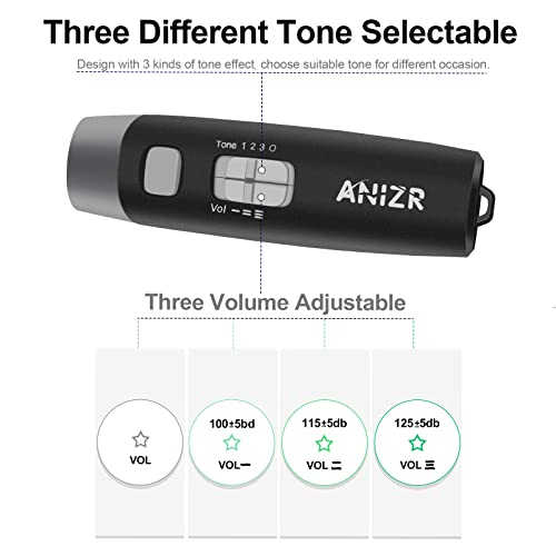 ANIZR Electronic Whistle 3 Tone,Three Adjustable High Volume Referee Whistles with Lanyard Handheld Sports Emergency Whistles for Coach,Police,Teacher,P.E, Outdoor Camping Hiking Boating (Black/2pcs)