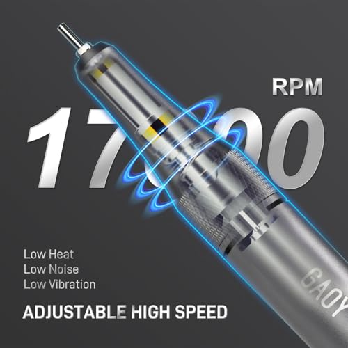 GAOY Cordless Nail Drill, Electric Efile Nail Drill with 12 Drill Bits & 56 Sanding Bands, Rechargeable Long Battery Life, Low Noise, Perfect for Manicure & Pedicure