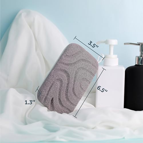 myHomeBody Dual-Texture Shower Sponge, Beauty Body Scrubber Exfoliator for Women, Exfoliating Loofah for Men, 2pc