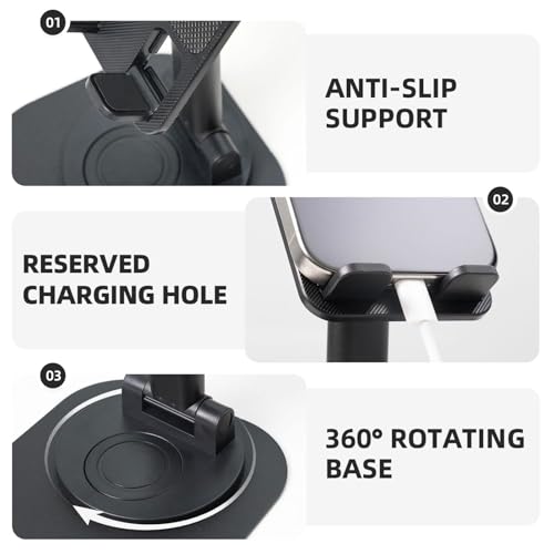 Evening Sunset On The Beach Cell Phone Stand 360° Adjustable Desktop Phone Holder Cradle Compatible With Most Mobile Phones Black