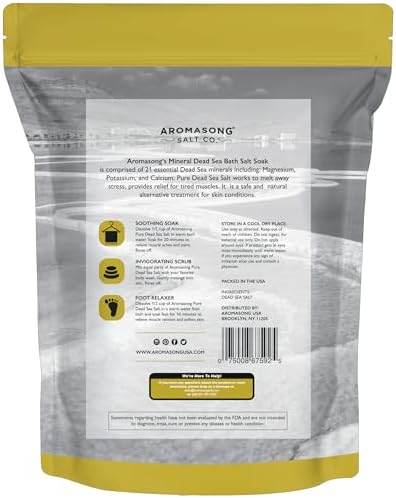 Aromasong Dead Sea Salt - Spa Bath Salt - 19 Lbs Fine Grain Bulk - 100% Pure - Better Absorbing Than Epsom Salt - Soak for Women & Men for Skin Issues and to Relax Tired Muscles - Resealable Pack.