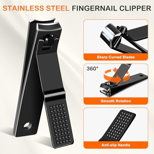 Toenail Clippers for Seniors Thick Toenails, Slanted Angled Head Large Nail Clippers Set for Men, Ultra Sharp Fingernail Clipper with File, Heavy Duty Toe Nail Clippers with Wide Jaw