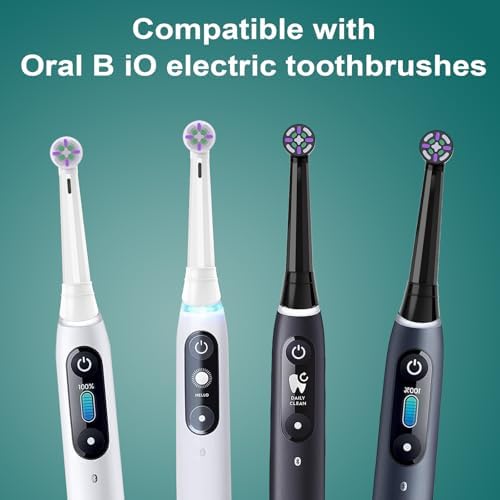 8 Pack IO Replacement Heads Compatible with Oral B IO, for Oral B IO 2/3/4/5/6/7/8/9/10 Series Electric Toothbrushes, Medium Softness for Protect Teeth and Gums, Black/White