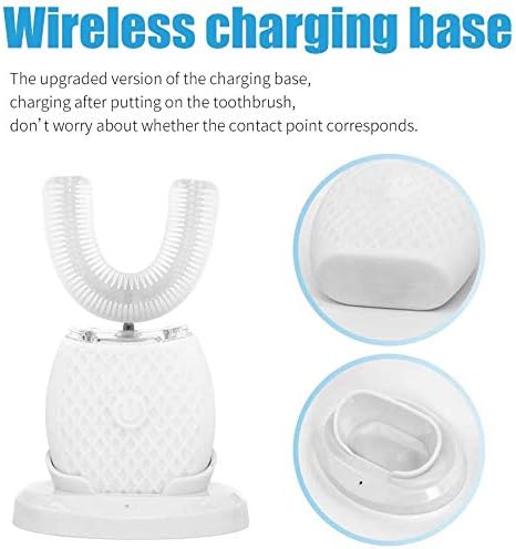 Automatic Ultrasonic Toothbrush,Electric Ultrasonic Toothbrush for Adults 360° Electric Toothbrush 30'' Automatic Timer Wireless Charging Washable Travel Home Dual-use (White)