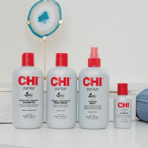 CHI Home Stylist Kit, 12 Oz Infra Shampoo, 12 Oz Treatment, 12 Oz Keratin Mist & 2 Oz Silk Infusion, Sulfate, Paraben, & Cruelty-Free, 4 Products
