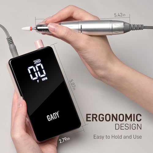 GAOY Cordless Nail Drill, Rechargeable E-File with 12 Drill Bits & 45 Sanding Bands, Long Battery Life, Low Noise, Perfect for Manicure & Pedicure, Pink