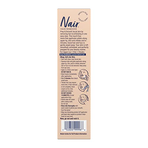 NAIR Exfoliating Facial Hair Removal Cream for Women - Smooth Skin Solution with Collagen for Sensitive Skincare