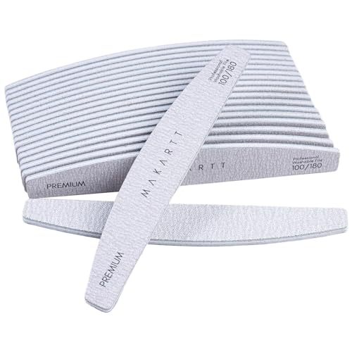 Makartt Nail File, 100/180 Grit 20 Pcs Nail Files for Natural Nails, Professional Strong Emery Boards for Nails Doubled Sides Washable Fingernail Files Manicure Tool Set