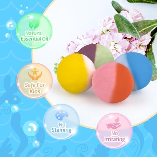 48pcs Bath Bombs for Kids with Toy Inside, Organic Colorful Bubble Bath for Kids Safe, Best Birthday, Party, Easter Bath Bombs Gift Set for Girls and Boys