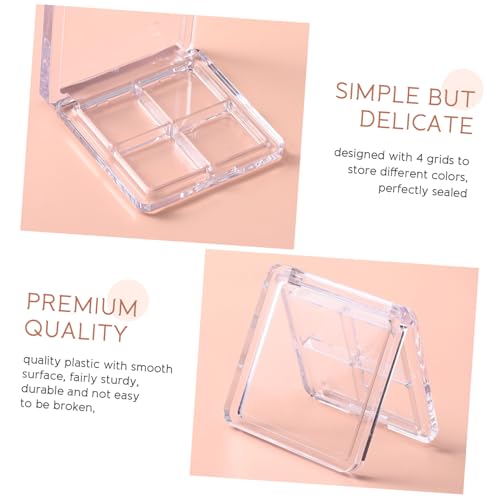 Beaupretty 4 Pieces Empty Eyeshadow Pallet 4 Grids Eye Shadow Lipstick Storage Case Box Clear Makeup DIY Cosmetic Organizer Container