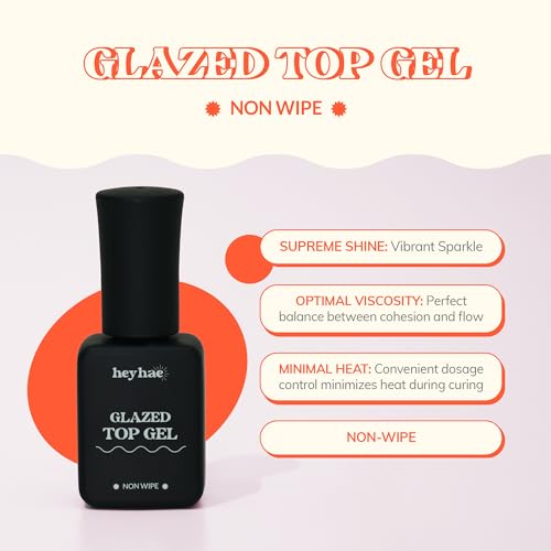 Glazed Top Gel for Semi-Cured Gel Nail Strip | Non Wipe High Gloss Gel Top Coat (0.23 fl.oz)