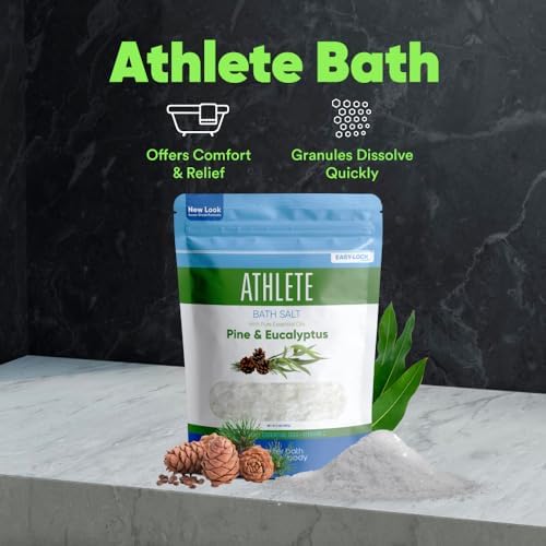 Athlete Bath Salt 32 Ounces Epsom Salt with Natural Lavender, Pine, Peppermint and Eucalyptus Essential Oils Plus Vitamin C in BPA Free Pouch with Easy Press-Lock Seal