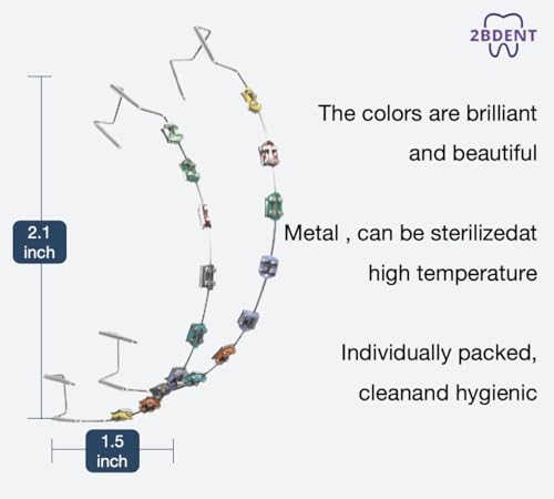 2 Pcs Temporary Tooth Decoration with Metal Wires Bracket Orthodontic Ligature Ties, Fashionable Colorful Fake Braces for Orthodontists Help Patients Understand Their Treatment (Blue)