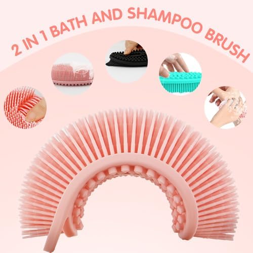 3 Pack Silicone Body Scrubber, Silicone Loofah Exfoliating Soft Body Scrubber, Silicones Body Brush Bath Shower Scrubber for Body, 2 in 1 Bath and Shampoo Wash Brush for Skin Exfoliation Men Women